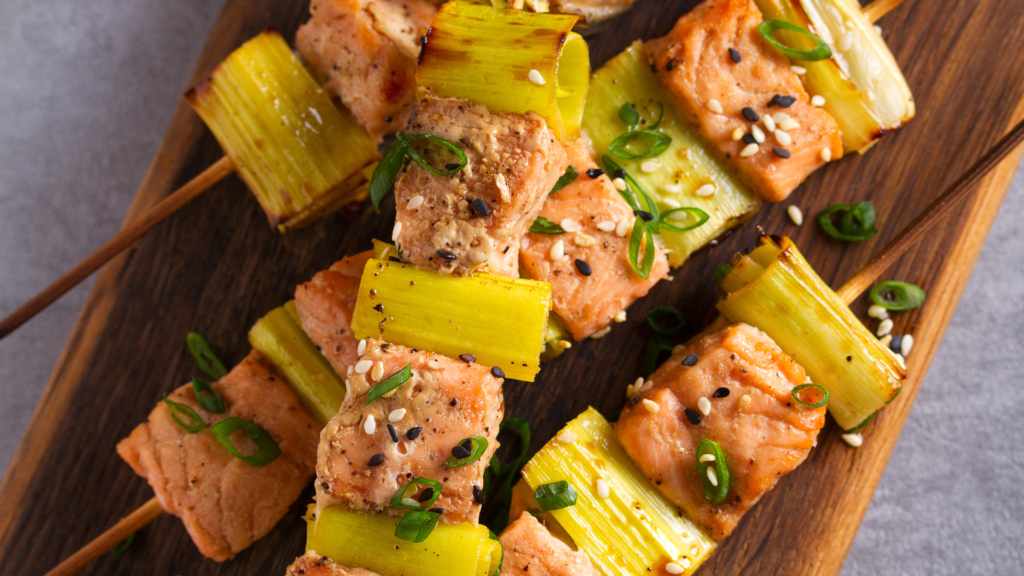 Brochettes de Saumon glacées au sirop d'érable