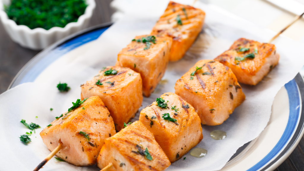 Brochettes de Saumon glacées au sirop d'érable